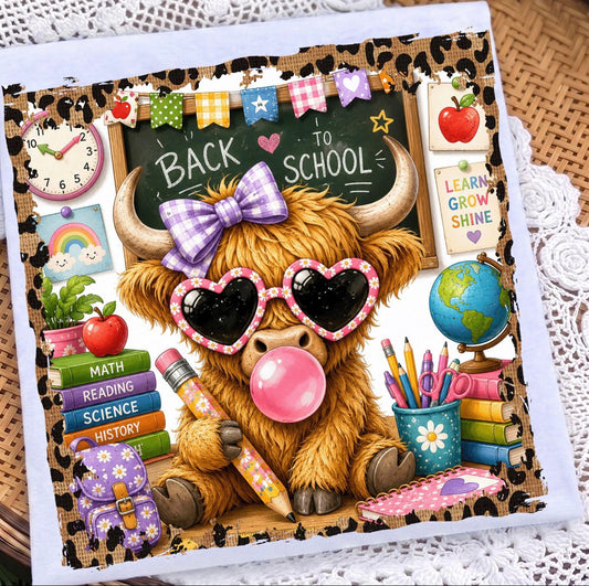 Back to school Highland Cow