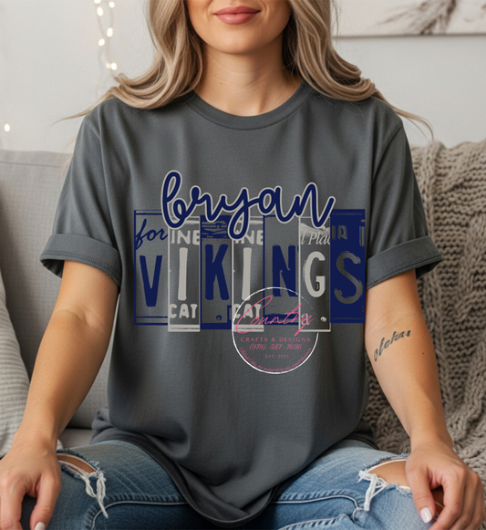 Bryan Vikings License Plate Tee.
