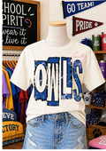 Owls Royal and Black Distressed