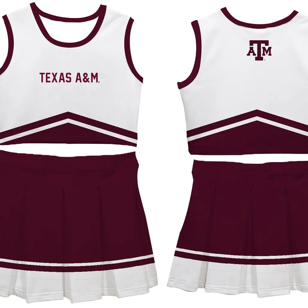 Texas A & M White and Maroon Sleeveless Cheer Uniform